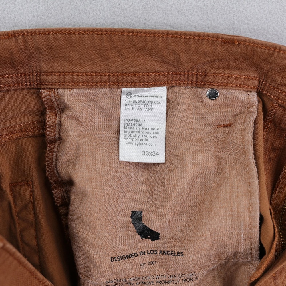 AG Everett Jeans Mens 32x28 Brown Slim Straight Stretch Pants Casual Italy - Picture 7 of 13